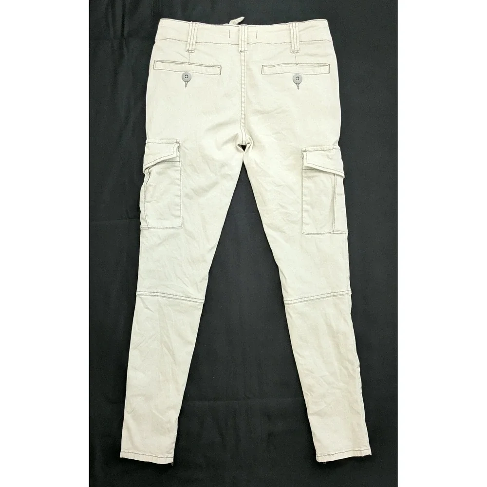 Free People Cargo Skinny Pants Button Fly Ankle Zip Beige Women's 25